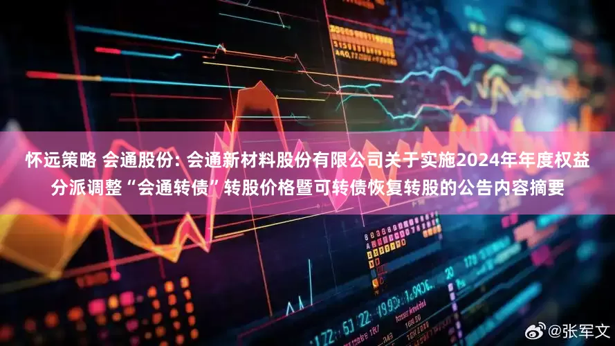 怀远策略 会通股份: 会通新材料股份有限公司关于实施2024年年度权益分派调整“会通转债”转股价格暨可转债恢复转股的公告内容摘要
